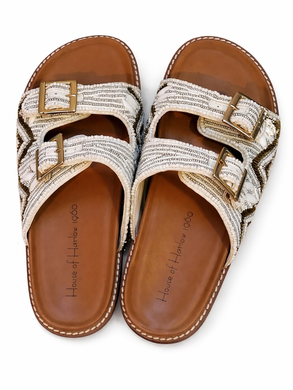 House Of Harlow 1960 Women's Cream Slide Sandals 7.5 - Picture 2 of 11
